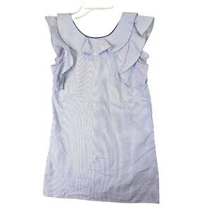 Copper Key Girls size L Blue White Striped Nautical Ruffled Shift Sailor Dress